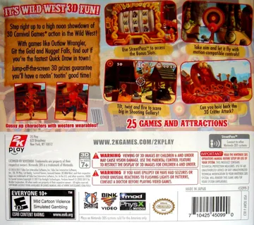 Carnival Games Wild West 3D (Usa) box cover back